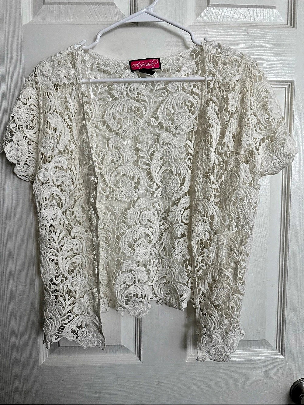 SkyWalk Floral Lace Short Sleeve Cardigan Size Medium